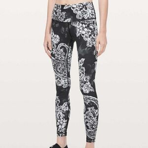 lululemon athletica Black and White Floral Leggings